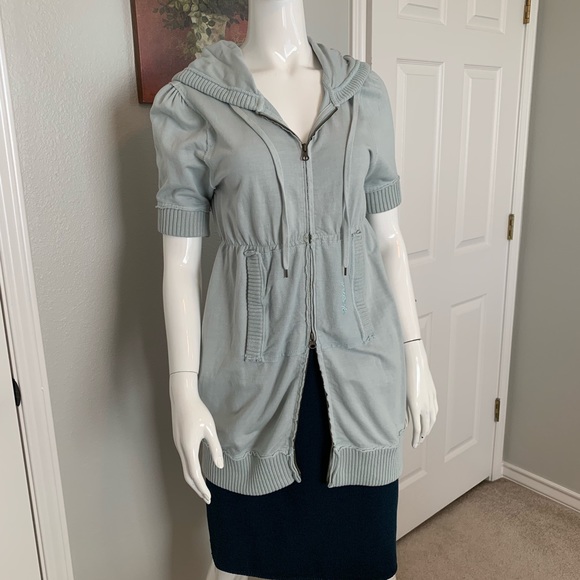 Hale Bob Long Double Zip Hoodie Jacket Pale Blue - Picture 1 of 8